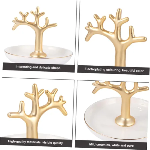 Vista 8 de ABOOFAN 2 pcs jewelry display trays gold ring holder ceramic dish plate earring dish holder jewelry display plate bandejas decorativas decor tray