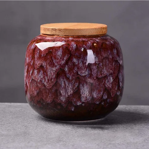 Vista 11 de YYW Ceramics - Contenedores de té para azúcar, recipientes de cereales, tarros de almacenamiento con tapa hermética de bambú para almacenamiento