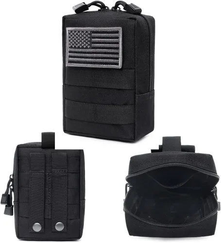 Vista 3 de Arnés para perros medianos y grandes, arnés táctico para perro con bolsa Molle, chaleco de servicio ajustable con hebilla de metal 3X con panel