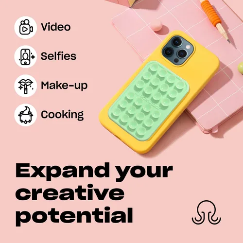 Vista 5 de OCTOBUDDY Classic MAX - Funda adhesiva de silicona con succión para teléfono - Manos libres, soporte de agarre fuerte para selfies y videos