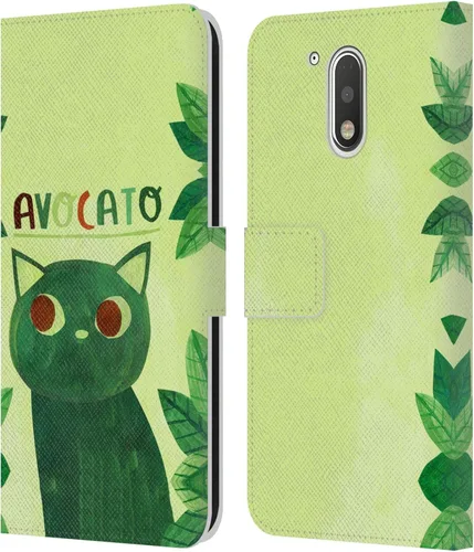 Head Case Designs Officially Licensed Planet Cat Avocato Puns Leather Book Wallet Case Cover Compatible with Motorola Moto G41