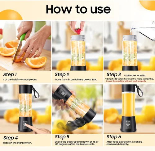 Vista 5 de Cordless Portable Personal Size Blender - 2026 Upgraded New Blender for Shakes and Smoothies with 13 Oz BAP Free Juice Cup, USB Rechargeable Freshly