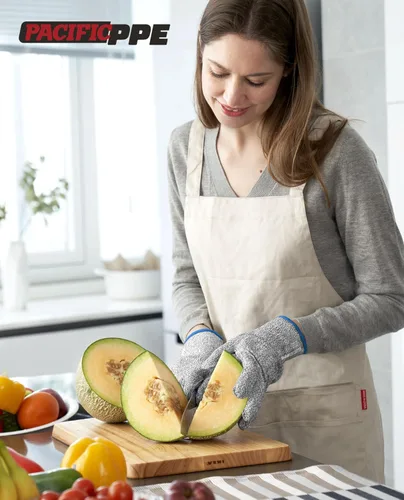 Vista 7 de PACIFIC PPE Guantes resistentes a cortes de grado alimenticio, protección de nivel 3, guantes de seguridad para corte de cocina, lavables a máquina