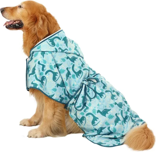 Vista 14 de HDE Bata de baño para perro, súper absorbente, de secado rápido, para cachorros, ajustable, con capucha, para perros tallas S-XXL con patos de goma