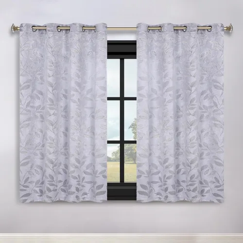 Vista 75 de Superior Cortinas opacas, oscurecimiento de la habitación para dormitorio, bloqueo solar, térmicas, cortinas bohemias modernas, colección de hojas