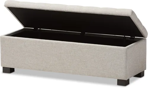 Vista 3 de Baxton Studio Orillia - Banco otomano moderno y contemporáneo tapizado de tela beige