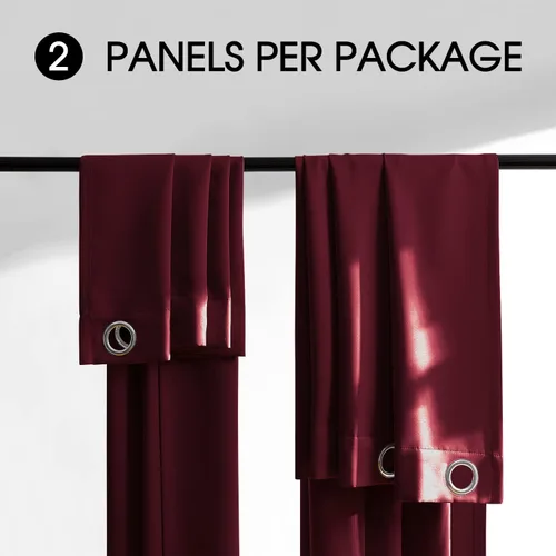 Vista 9 de Cortinas 100% opacas, 2 paneles, aislamiento térmico, doble capa con forro negro para cuarto de bebé, con ojales superiores