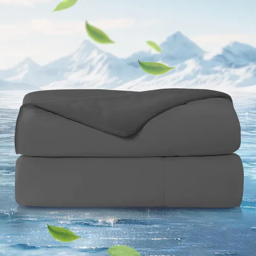 Cozy Bliss x Sorona® Viscose Natural Fiber Cooling Comforter Twin Size, Reversible Silky Smooth Cooling Blanket with Q-Max＞0.45 for Hot Sleepers &