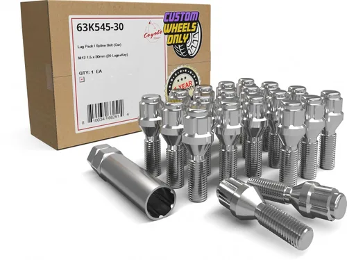 Vista 17 de Wheel Accessories Parts 20 pernos de rosca M12 x 1.5, 12 x 1.5, acabado cromado, vástago de 0.945 in de longitud, 0.669 in, hexagonal, compatible