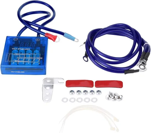 Fydun Regulador estabilizador de voltaje, kit universal de regulador de ahorro de combustible para automóvil, W 3 cables de tierra para coche camión
