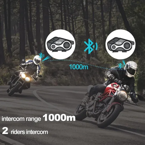 Vista 2 de Intercomunicador Bluetooth S-8X para motocicleta, auriculares para 2-6 conductores de hasta 3,280.8 ft de comunicación, impermeable IP67 con manos