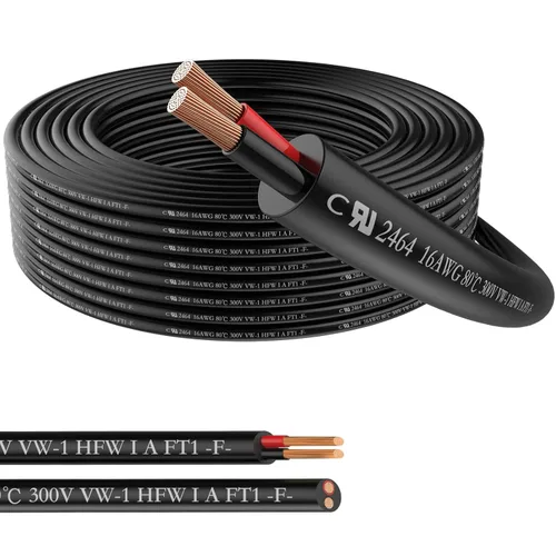 Vista 12 de Cable de calibre 12 de 3 conductores con funda de PVC trenzado de bajo voltaje - 32.8 pies, cable de conexión de cobre estañado 12/3, cable