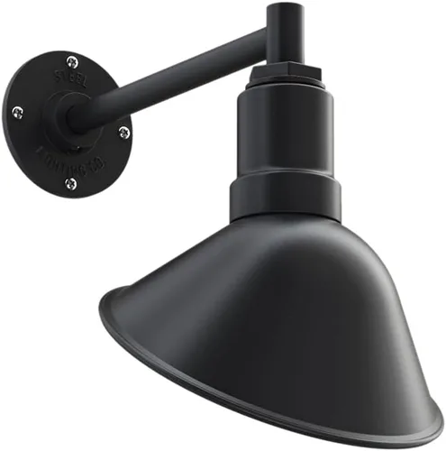 Vista 30 de Steel Lighting Co. Luz de Letrero de Tienda Venice para Pared de Acento de Restaurante Exterior Cúpula de 9 pulgadas Brazo Recto de 6 pulgadas