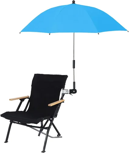Vista 11 de Paraguas para silla con abrazadera universal, sombrilla de playa ajustable de 360°, protección UV, sombrilla portátil para cochecitos, sillas