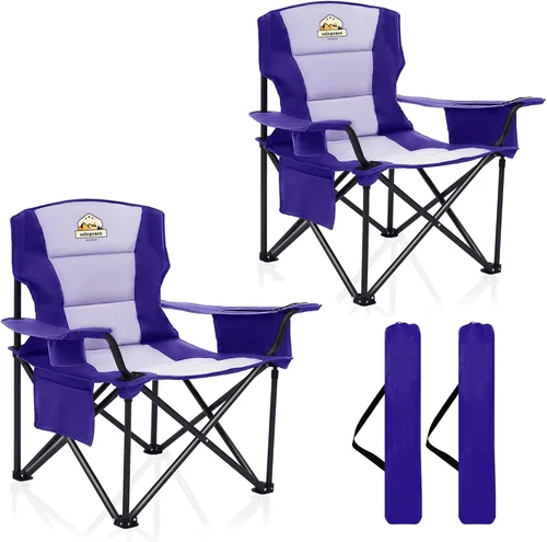 Vista 19 de Colegence Sillas de Camping Plegables de Tamaño Grande - Soporte de 450 LBS Silla de Campamento de Servicio Pesado con Cojín Acolchado, Sillas