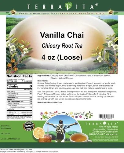 Vista 2 de Té de raíz de achicoria Vanilla Chai (suelto) (4 oz, ZIN: 570200)