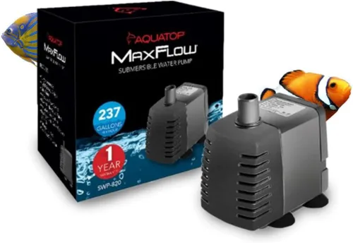 Vista 3 de Aquatop Bomba sumergible para acuario MaxFlow de 95 GPH de flujo ajustable, para peceras, sumideros y estatuas, SWP-230
