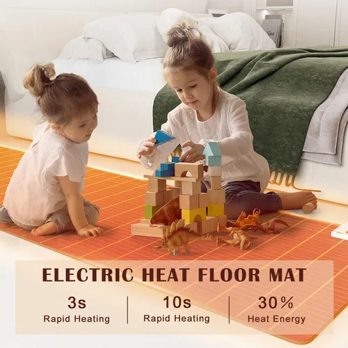 Vista 5 de Heated Carpet Under Desk - Adjustable Electric Floor Mat, 60 Levels Thermostat, Waterproof Infrared Heater, 12-Hour Timer, Ideal for Home & Office