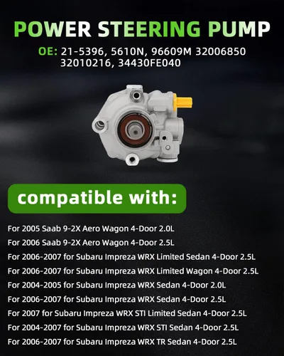 Vista 2 de Bomba de dirección asistida SCITOO compatible para Saab 9-2X 2.0L 2005, Saab 9-2X 2.5L 2006, Subaru Impreza 2.0L 2004 2005 2006 2007, Kit de bomba