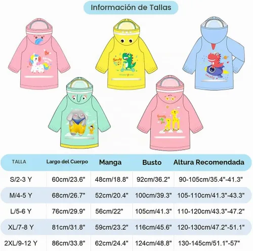 Vista 6 de Chubasqueros para niños, chaqueta impermeable para niños y niñas, poncho de lluvia para niños pequeños, ropa de lluvia de dibujos animados 3D, traje
