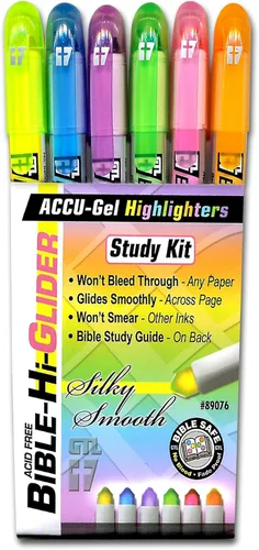 Vista 7 de G.T. Luscombe Company, Inc. Accu-Gel Bible-Hi-Glider Bible Study Set No Bleed Solid Gel Highlighter No Smearing or Fading Long Lasting Bright