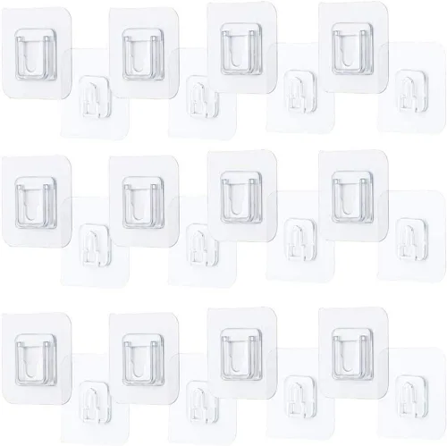 Gancho de pared adhesivo de doble cara, 12 piezas, ganchos multiusos para colgar, estante de almacenamiento, ganchos adhesivos fuertes, sin