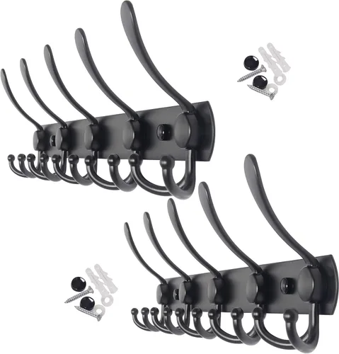 Vista 11 de WEBI Perchero de Pared Montado en Pared, Ganchos para Abrigos Montado en Pared, 5 Ganchos Tri para Colgar Abrigos, Colgador de Pared para Abrigos