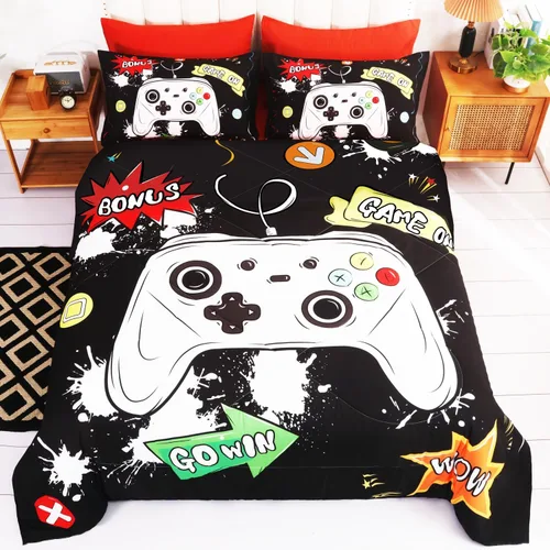 Vista 15 de Wajade Juego de edredón de 7 piezas con lazo azul para niñas, juego de ropa de cama tamaño individual con sábana y 2 fundas de almohada, 2 fundas