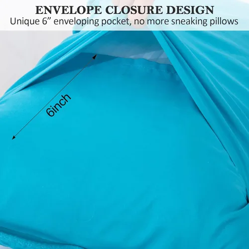 Vista 4 de BOSOWOS Juego de 2 fundas de almohada acolchadas, fundas de almohada decorativas para cama King, fundas de almohada suaves y transpirables con Azul