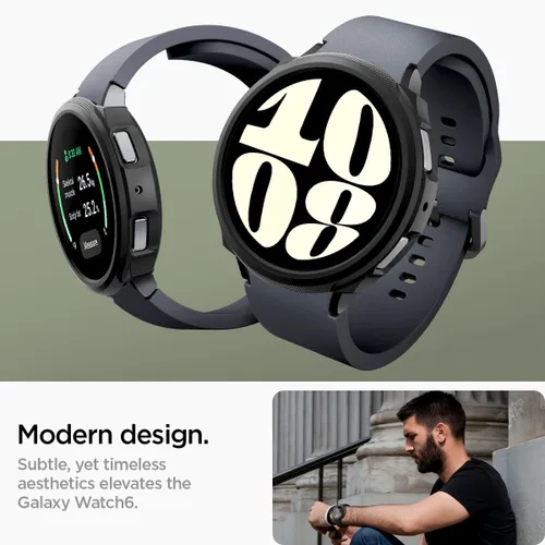 Vista 4 de Spigen Liquid Air - Funda de TPU ligera y flexible para Samsung Galaxy Watch 6 de 1.73 pulgadas (2023), color negro mate