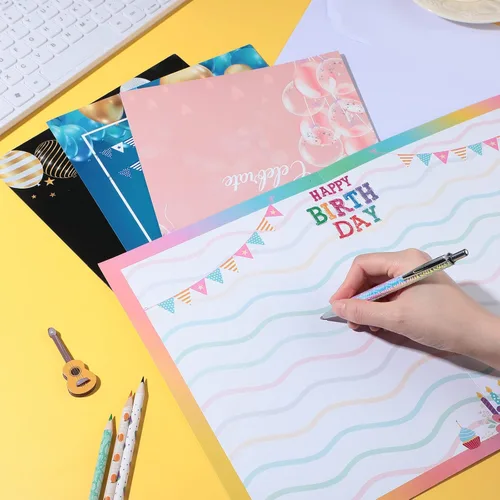 Vista 6 de Leitee 4 Piezas Tarjetas de Cumpleaños Jumbo Feliz Cumpleaños Tarjetas de Cumpleaños Grandes con Sobre 17 x 12'' Tamaño Extra Grande Tarjetas