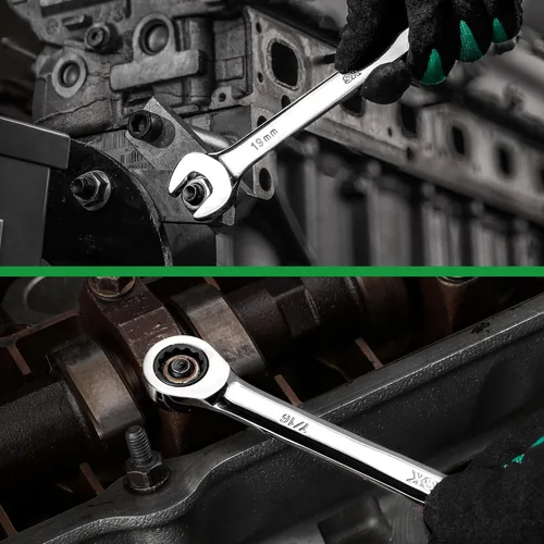 Vista 6 de SK Juego de llaves de trinquete, juego de llaves combinadas, 30 piezas, SAE 1/4" a 1", métrico 8 a 24mm, 72 dientes, construcción premium CR-V