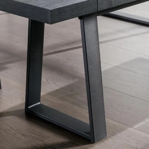 Vista 6 de Banco de comedor de madera de 60 pulgadas, banco de mesa industrial, silla de asiento rústico para interiores, banco de cocina de mediados de siglo