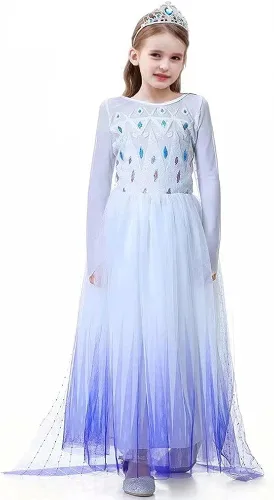 Vista 2 de Disfraz de princesa para niñas de Ice 2 Halloween fiesta de cumpleaños Cosplay traje para niños pequeños y adolescentes.