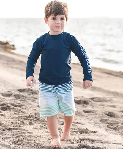 Vista 2 de RUGGEDBUTTS Camiseta de natación de manga larga para bebéniños pequeños con protección UPF 50+