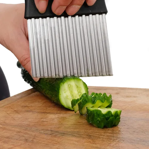Vista 7 de Cortador de Virutas, Cuchillo Ondulado, Hoja de Acero Inoxidable Mejorada para Virutas, Herramientas de Cocina Seguras con una Cuchilla Ondulada