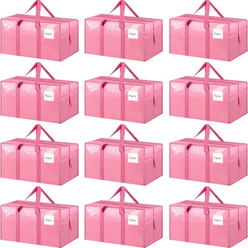 Vista 18 de Paquete de 6 bolsas de mudanza grandes extra resistentes con cremallera fuerte y asas cómodas, bolsas de almacenamiento de ropa resistentes