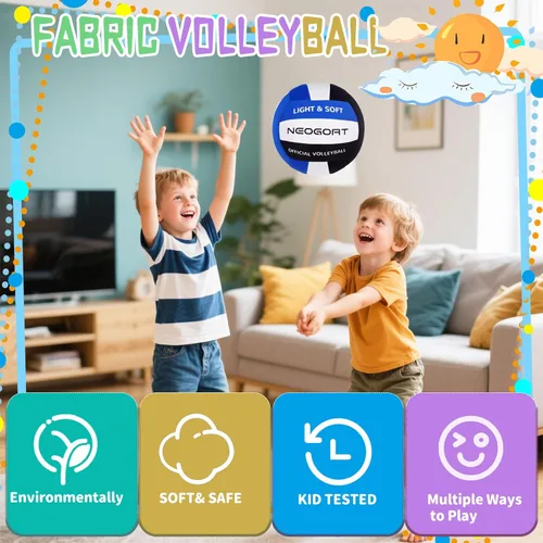 Vista 3 de Soft Volleyball for Indoor Practice-Super Soft & Silent Fabric Indoor Volleyball Lightweight for Kids Youth Beginners, Perfect for House Training