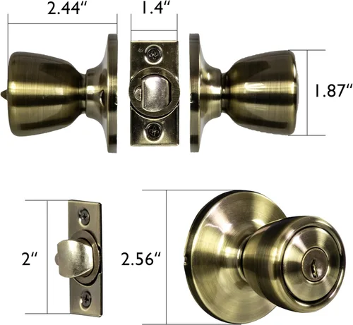 Vista 6 de Design House 728345 - Pomo universal con llave para puerta de entrada de 6 vías (latón envejecido)
