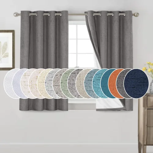 Vista 57 de PrinceDeco Cortinas con textura de lino 100% opacas de 64 pulgadas de largo, juego de 2 paneles de cortinas de lino opacas con forro aislante Arena