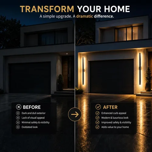Vista 5 de 2Pack Modern Outdoor Wall Lights Dimmable,23.6" Linear Led Exterior Wall Light,3CCT, Aluminum& PC,IP65-Waterproof, Long Exterior Lighting Fixtures