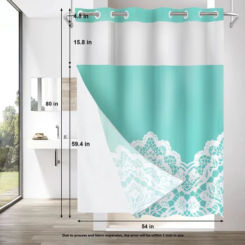 Vista 327 de Shrahala Father and Child Embracing No Hooks Shower Curtain with Snap in Liner Set, Tender Moment Captured Bathroom Décor Polyester Fiber Waterproof
