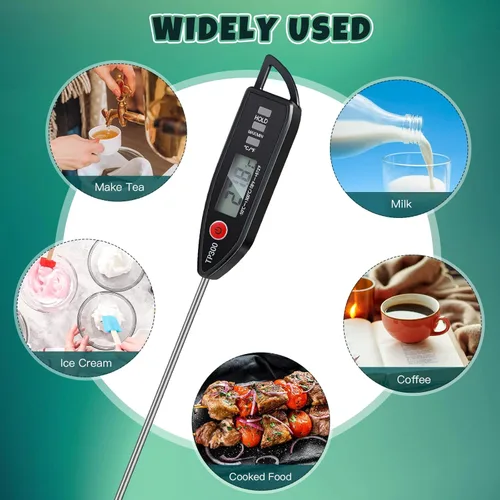 Vista 5 de Copkim Termómetro digital de lectura instantánea para carne, 3 unidades, con sonda larga de 9.65 pulgadas, para cocina, alimentos, dulces