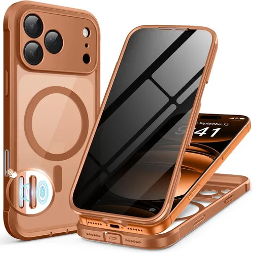 Vista 43 de BERFY Funda para iPhone 17, compatible con MagSafe, protector de pantalla de privacidad integrado y protección de cámara, antiespía de cuerpo