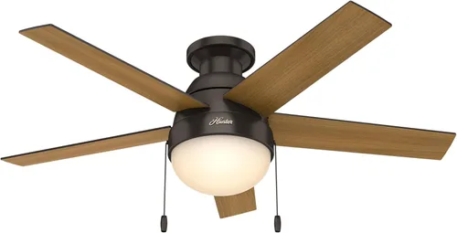 Vista 16 de Hunter Anslee 50278 - Ventilador de techo para interiores de 46 pulgadas con luz LED, ventilador de techo con cadena de tracción, para dormitorio