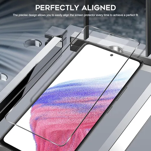 Vista 4 de Orzero Paquete de 4 protectores de pantalla compatibles con Samsung Galaxy A53 5G, A52, A52 5G, vidrio templado, bordes de arco 2.5D, 9 dureza, HD