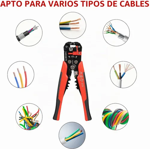 Vista 4 de Pelacables autoajustables de 10-24 AWG/crimpador/cortador de alambre - Herramienta de pelado universal automática 3 en 1 Pelacables multifuncional
