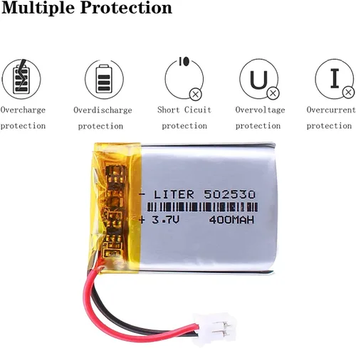 Vista 4 de Batería recargable del ion del polímero de litio de la batería del litro 3.7V 400mAh 502530 Lipo con el conector PH-2.0