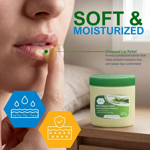 Vista 2 de MED PRIDE Vaselina con Aloe Vera y Vitamina E, 8 oz – Protector de la piel y ungüento hidratante para piel seca o irritada, erupciones, labios