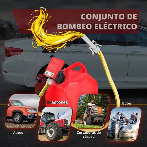 Vista 9 de Bomba de transferencia de combustible con parada automática, funciona con pilas AA, bomba eléctrica portátil de tanque de lata de gas con adaptador